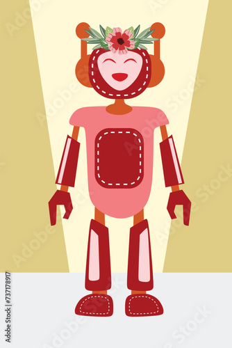 A Colorful Futuristic Robot Avatar Vector Set with Happy Face