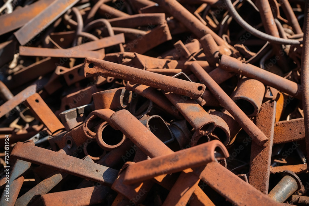 Pile Of Pieces Of Rusty Scrap Metal