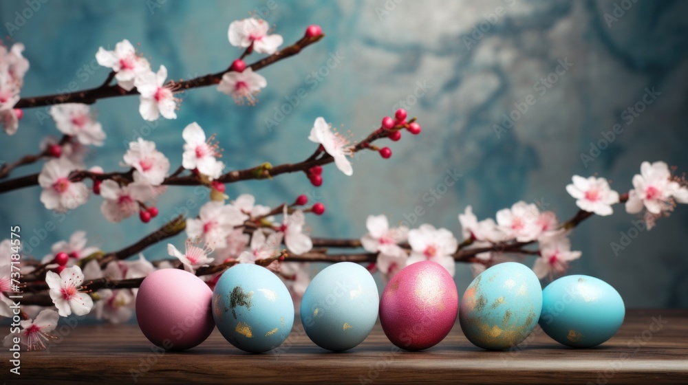 Obraz premium spring time with pink easter eggs 