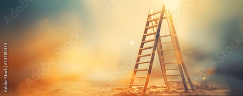 A step ladder symbolizing growth development and a bright future blurred backgroundcopy space solid background --ar --v - relaxed stealth. Concept Step ladder symbolism, Growth development