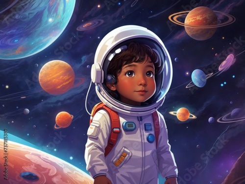 Space Explorer Odyssey: AI Unveils a Drawn Child's Cosmic Journey, Transcending Time and Imagination in a Captivating Extraterrestrial Adventure.