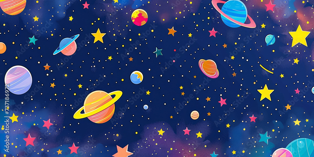 space theme art background, space galaxy on blue background