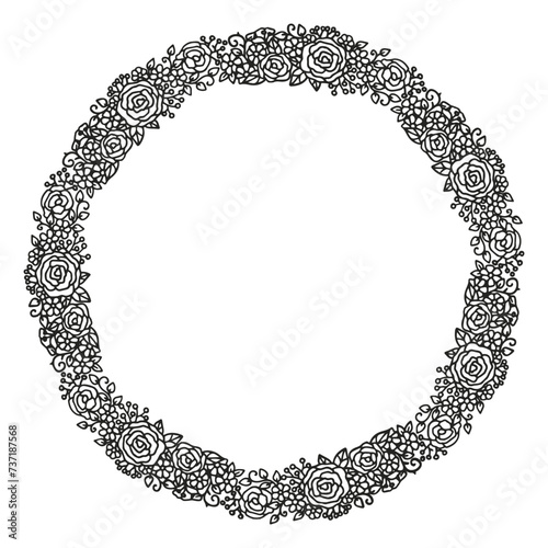 Flower frame. Coloring page for adults and children.