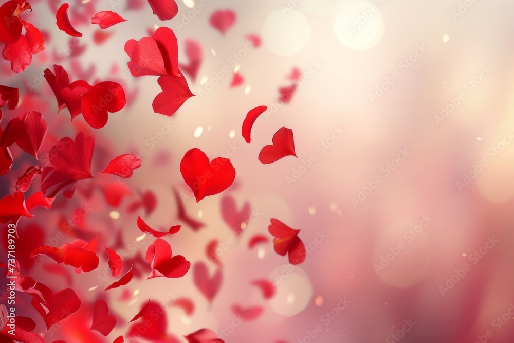 Artificial Intelligence Creates Romantic Background With Red Rose Petals For Valentine's Day