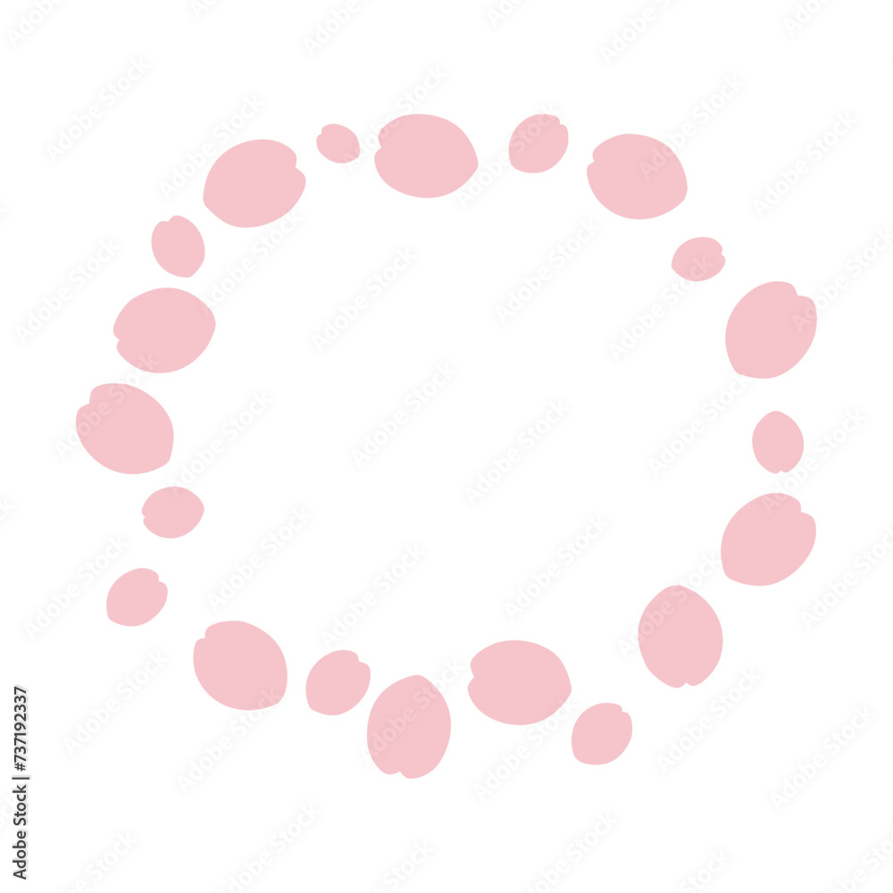 ピンクの花びらの円フレーム