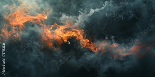 Fiery Flames And Billowing Smoke Create Captivating Texture On Dark Backdrop