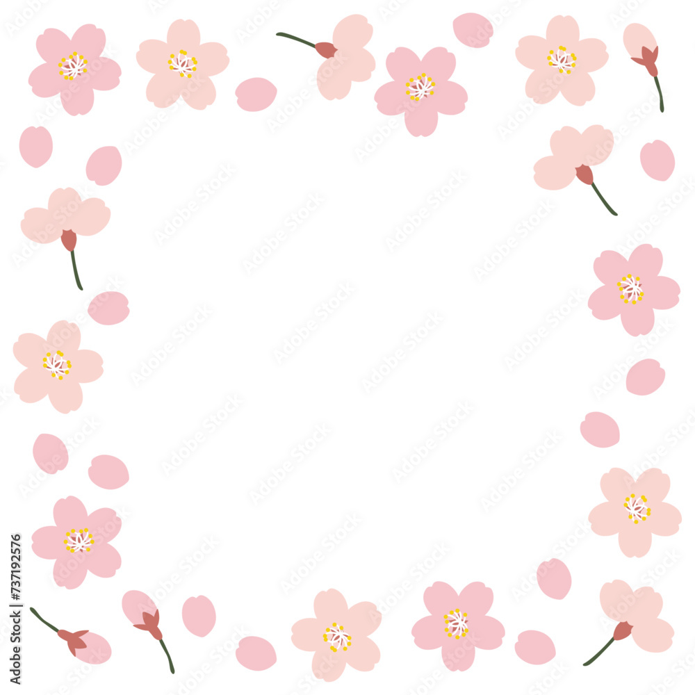 シンプルな桜の四角フレーム