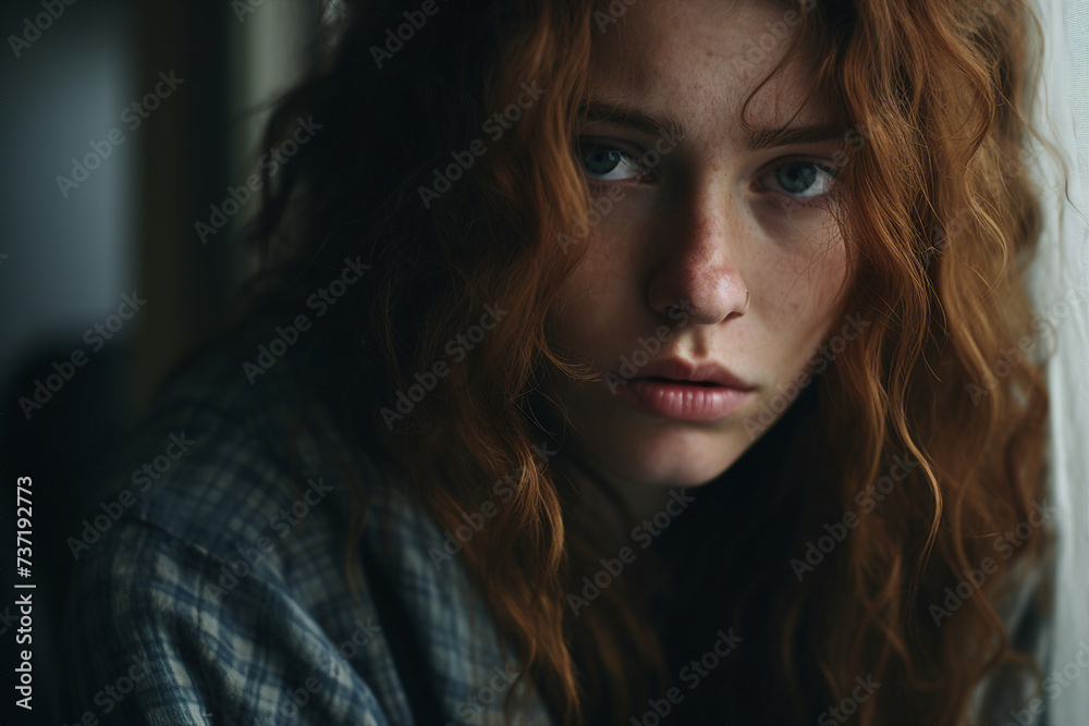 Depressed woman with mental health issues personal inner crisis and pain generative ai concept Depressed woman with mental health issues personal inner crisis and pain generative ai concept