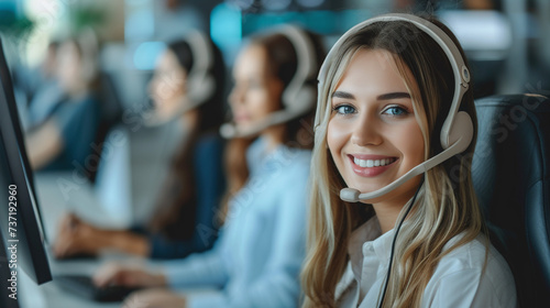 happy and smile expression woman call center operator