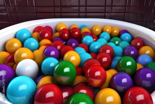 Banheira piscina divertida cheia de bolas coloridas  photo