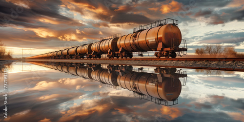 Oil Tank Train Delivering Fuel, Crucial Mode Of Transportation For Oil Distribution photo