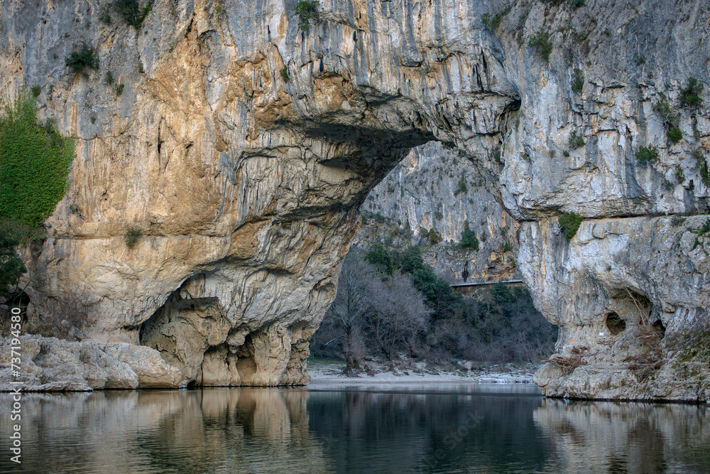 Stone arch over the Ardèche at Vallon Pont d'Arc, France
