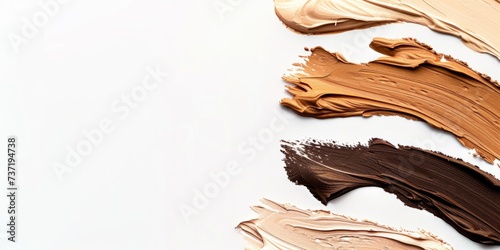 Various Shades Of Makeup Foundation Smears On White Background