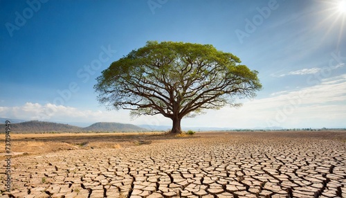 big tree on drought land