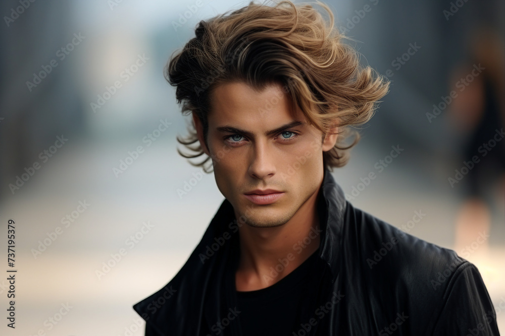 Generative AI picture of High fashion show with beautiful young male female model in fine designers outfit Generative AI Generative AI picture of High fashion show with beautiful young male female model in fine designers outfit Generative AI