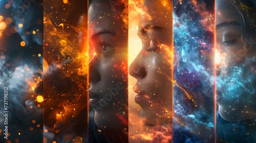 Cosmic Elements - A Collage of the Universe and Humanity