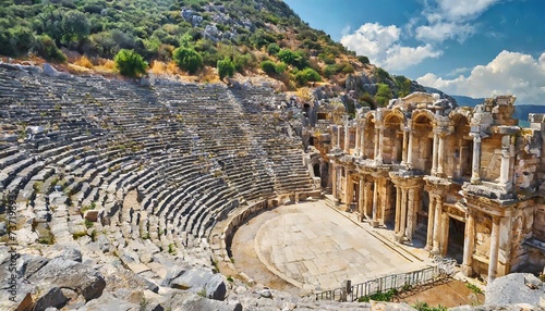 amphitheater in the ancient city of myra fragment of architecture turkey photo