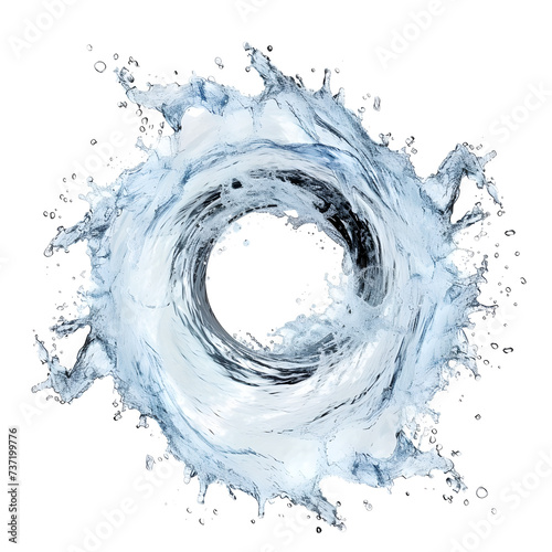 Rounded splash of blue water illustration isolated on white background