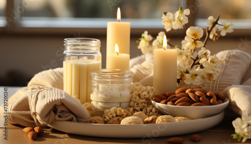 Aromatherapy candle brings relaxation, nature, and wellbeing to body care generated by AI