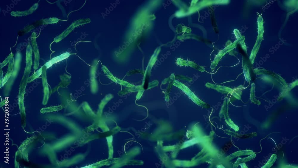 Cholera bacteria animation. Vibrio cholerae is a gram negative bacterium. Some strains of this bacterium can cause the cholera disease  and severe diarrhea