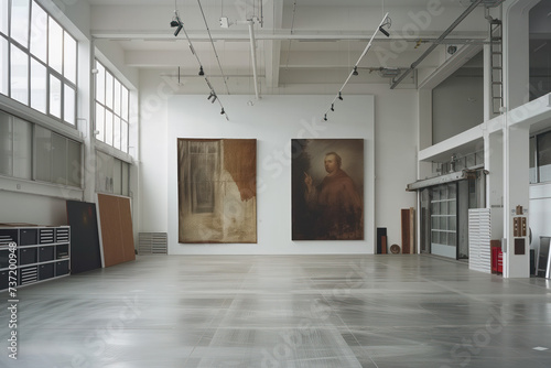 Empty art workshop interior. Background image. Created with Generative AI technology © Artem