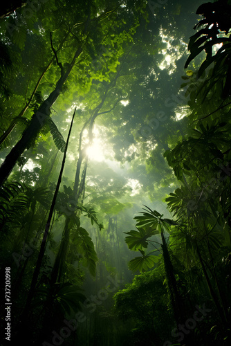 Enthralling Panoramic View of the Verdant Majesty: Untouched Rainforest Ecosystem © Millie