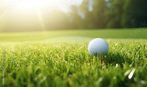 A Serene Golf Ball Resting on a Vibrant, Pristine, and Expansive Green Landscape