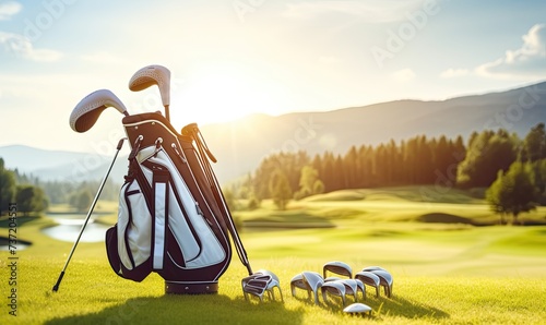 A Collection of Golf Clubs in a Vibrant Green Setting