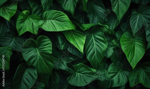 Close-up of Vibrant Green Leaves on a Plant © uhdenis