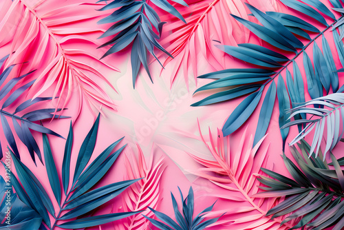 Summer sale banner template. Palm leaves on background.