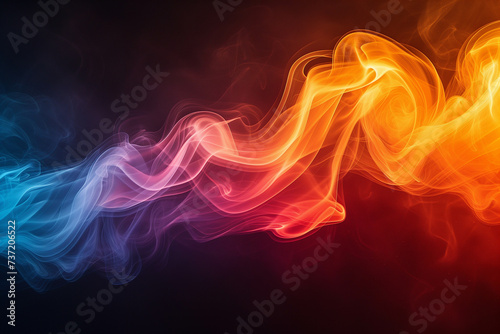 Picture of smoke being ejected and mixed with various lights to create rainbow-colored smoke.