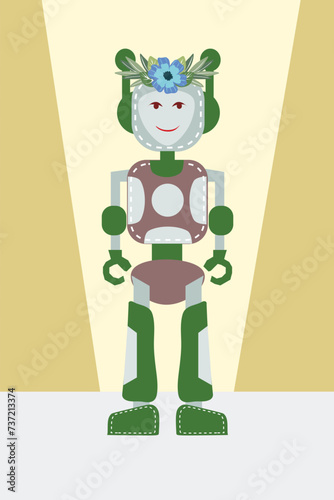 A Colorful Futuristic Robot Avatar Vector Set with Happy Face