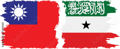 Somaliland and Taiwan grunge flags connection vector