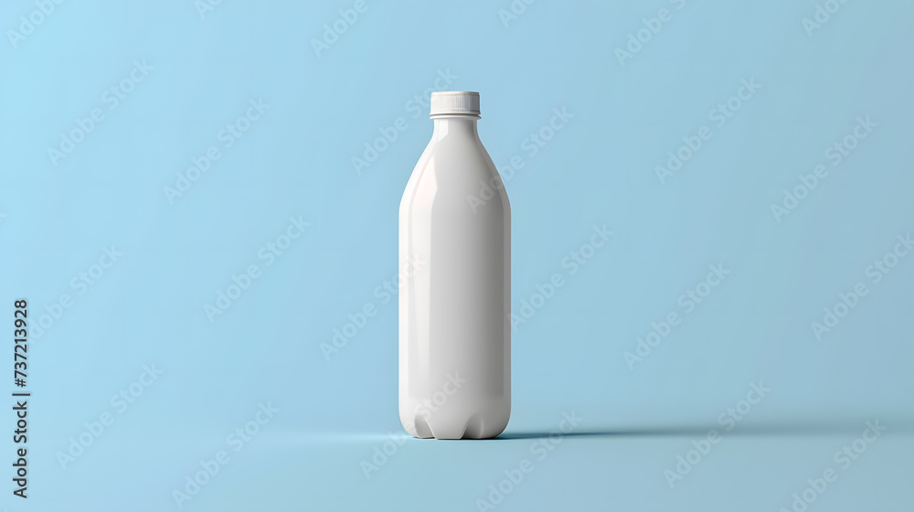 Blank white plastic bottle on blue background