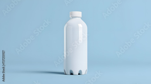 Blank white plastic bottle on blue background