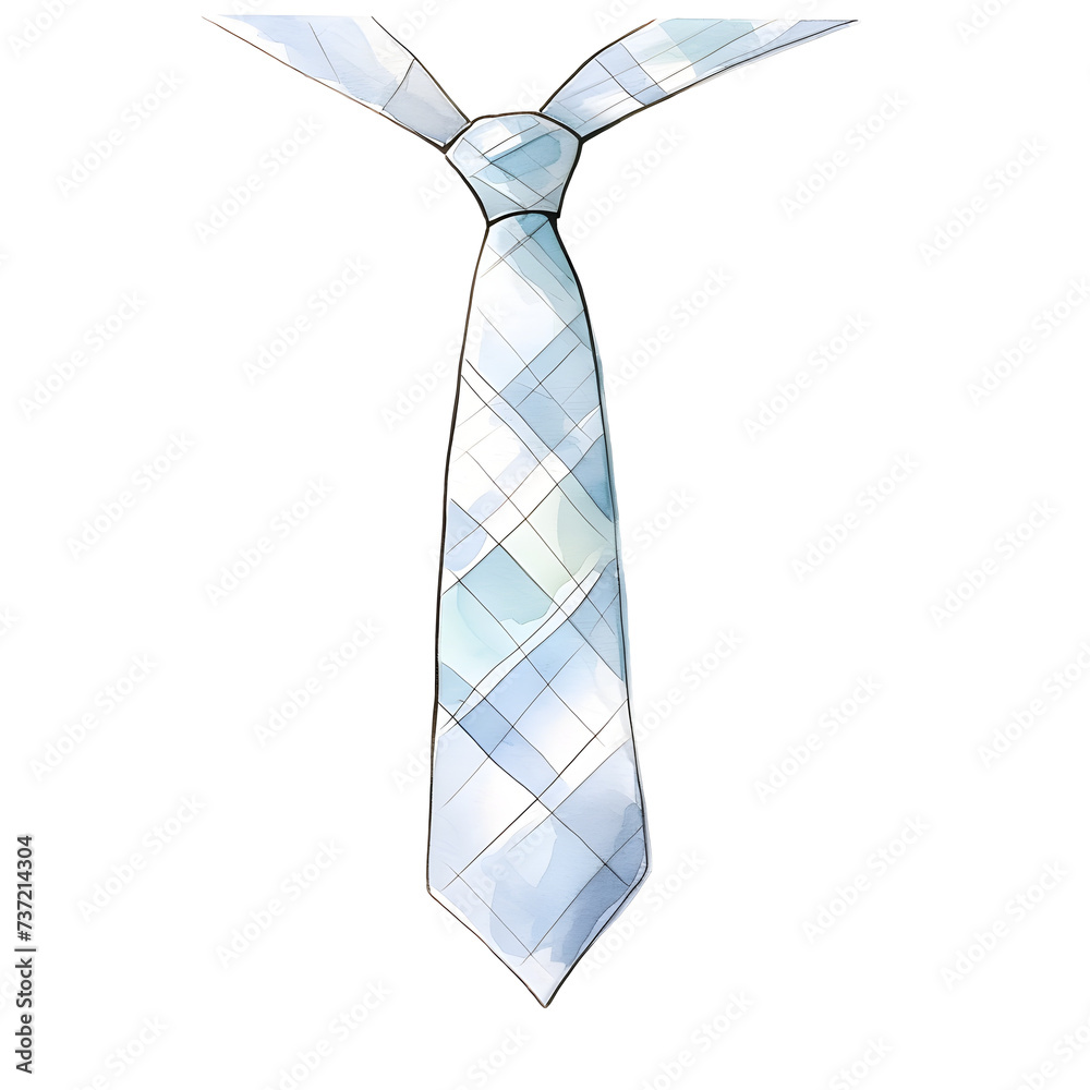 Happy Father’s Day watercolor plaid men's tie in blue tones.Isolated design element on the transparent background for the banners, posters, cards, web, flyers, and social media. Generative AI. Happy Father’s Day watercolor plaid men's tie in blue tones.Isolated design element on the transparent background for the banners, posters, cards, web, flyers, and social media. Generative AI.