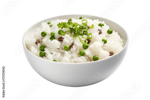 tasty rice and peas in a bowl, Isolated on transparent PNG background, Generative ai