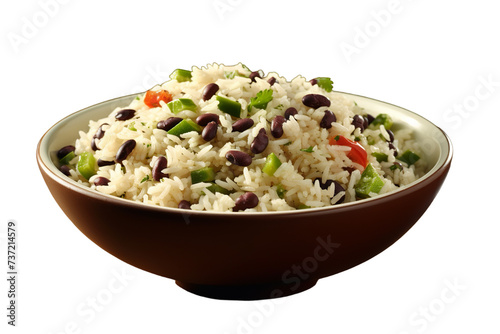 tasty rice and peas in a bowl, Isolated on transparent PNG background, Generative ai