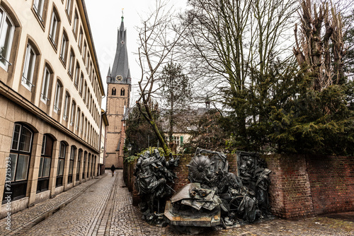 Cityscape in Dusseldorf during a rainy day.