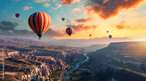 Hot air balloons flying over the Botan Canyon