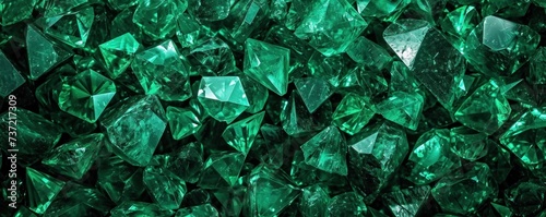 Emerald green diamons texture backdrop. Banner suitable for jewelry stores. photo