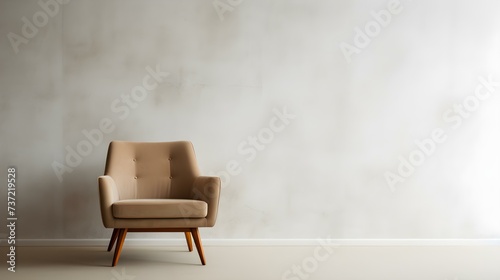 Elegant light brown Chair in a light Room. Blank Wall for Mockup Templates © drdigitaldesign