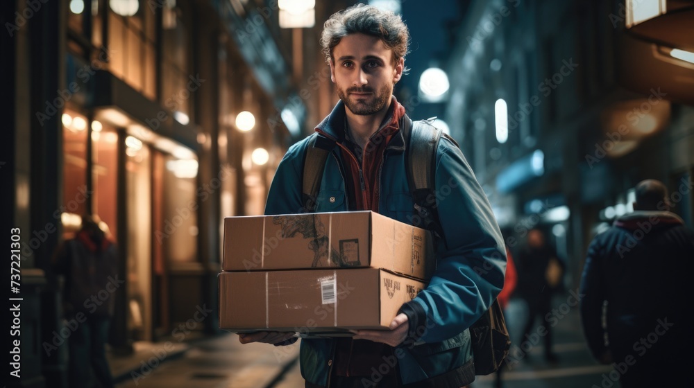delivery man with a box delivery man with a box