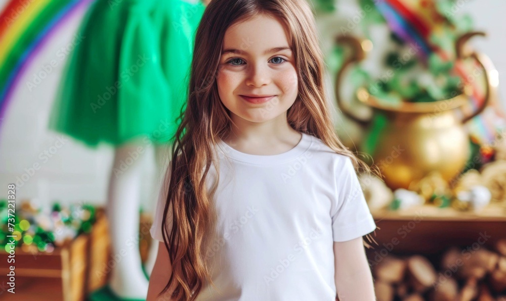 Young girl in St. Patrick Background.