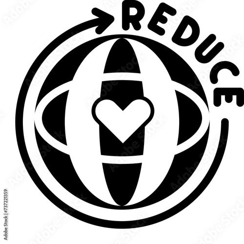 reduce earth / heart / save / love glyph style icons