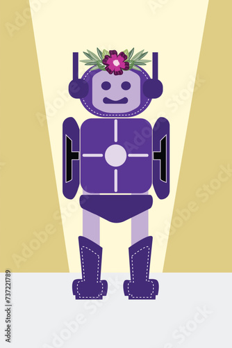 A Colorful Futuristic Robot Avatar Vector Set with Happy Face