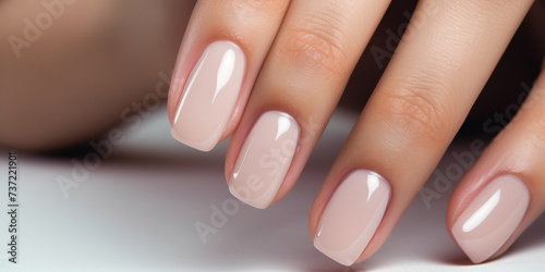 Beautiful manicure Illustration, Closeup to woman hands with elegant neutral