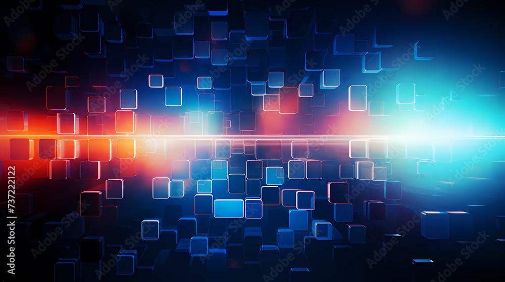 Digital technology hexagon cyber security concept, blue technology background Digital technology hexagon cyber security concept, blue technology background