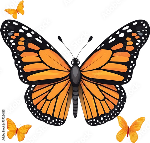 Bright Butterfly Illustration on White Backgrounds