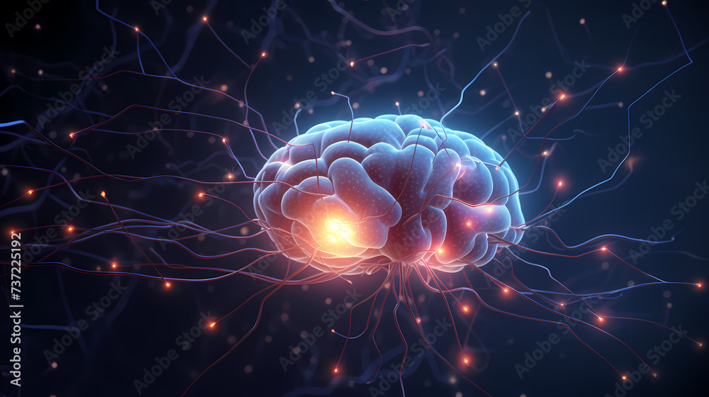 Brain background, bright human brain on isolated background Brain background, bright human brain on isolated background